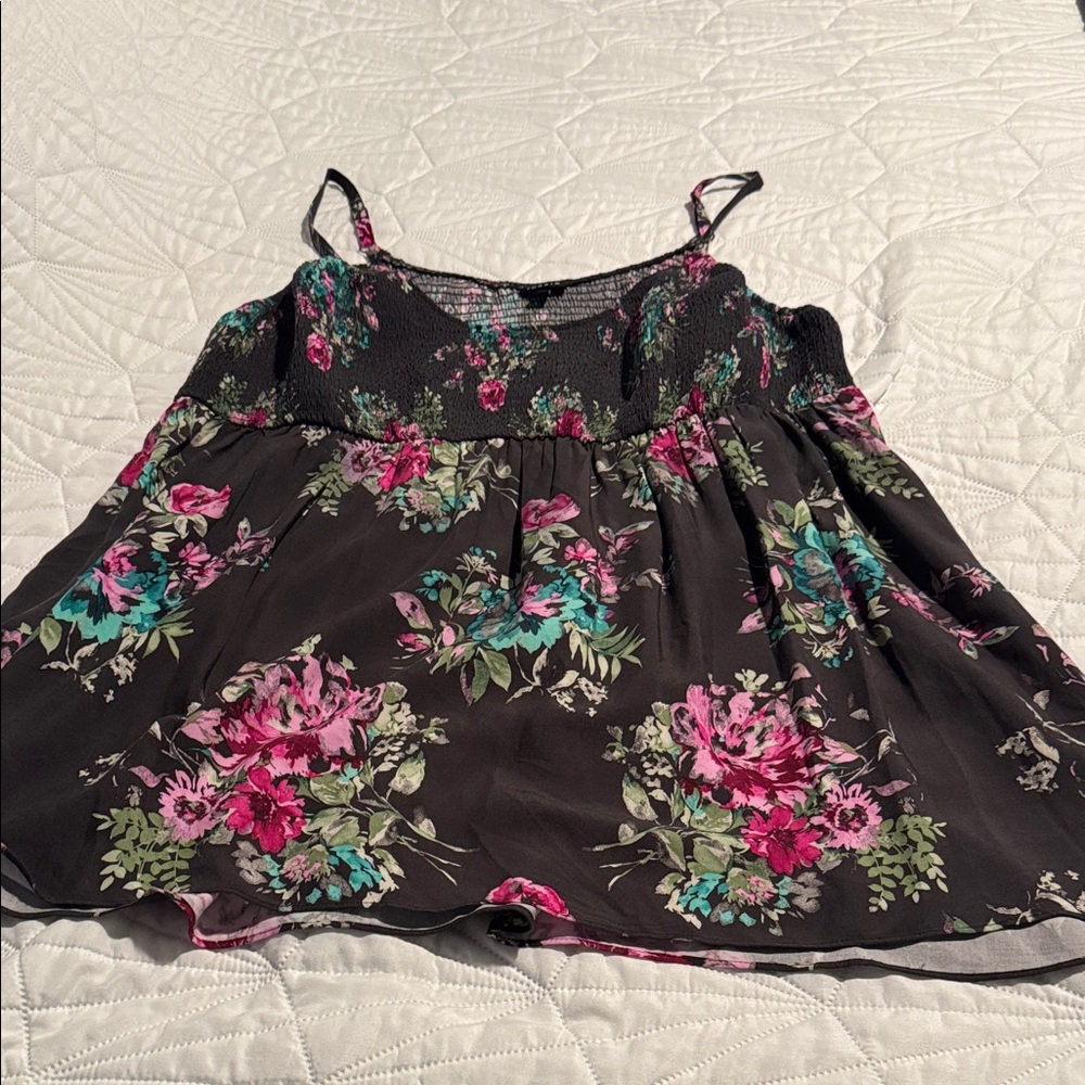 Torrid Floral Top - Black and Pink
